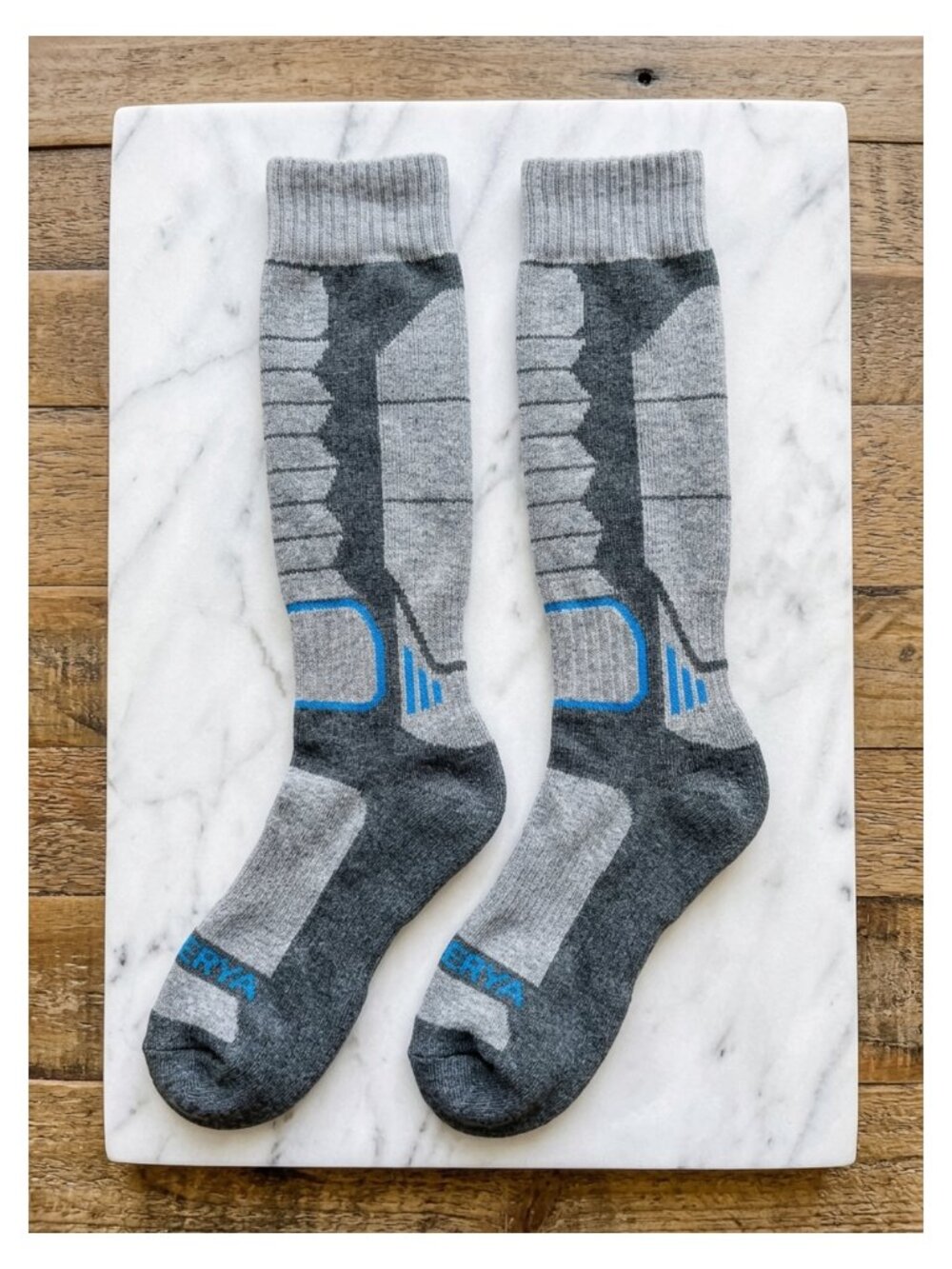 Gray Men's Merino Wool Ski Socks Over-the-Calf Full Cushion Thermal